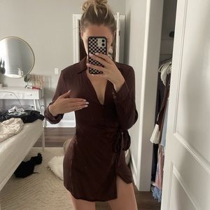Zara Brown Wrap Dress
